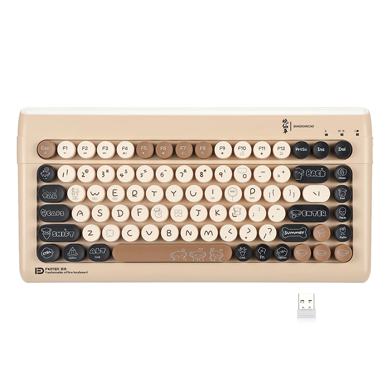 Kabellose Bluetooth-Tastatur mit 84 Tasten, 2,4-GHz-Schreibmaschine