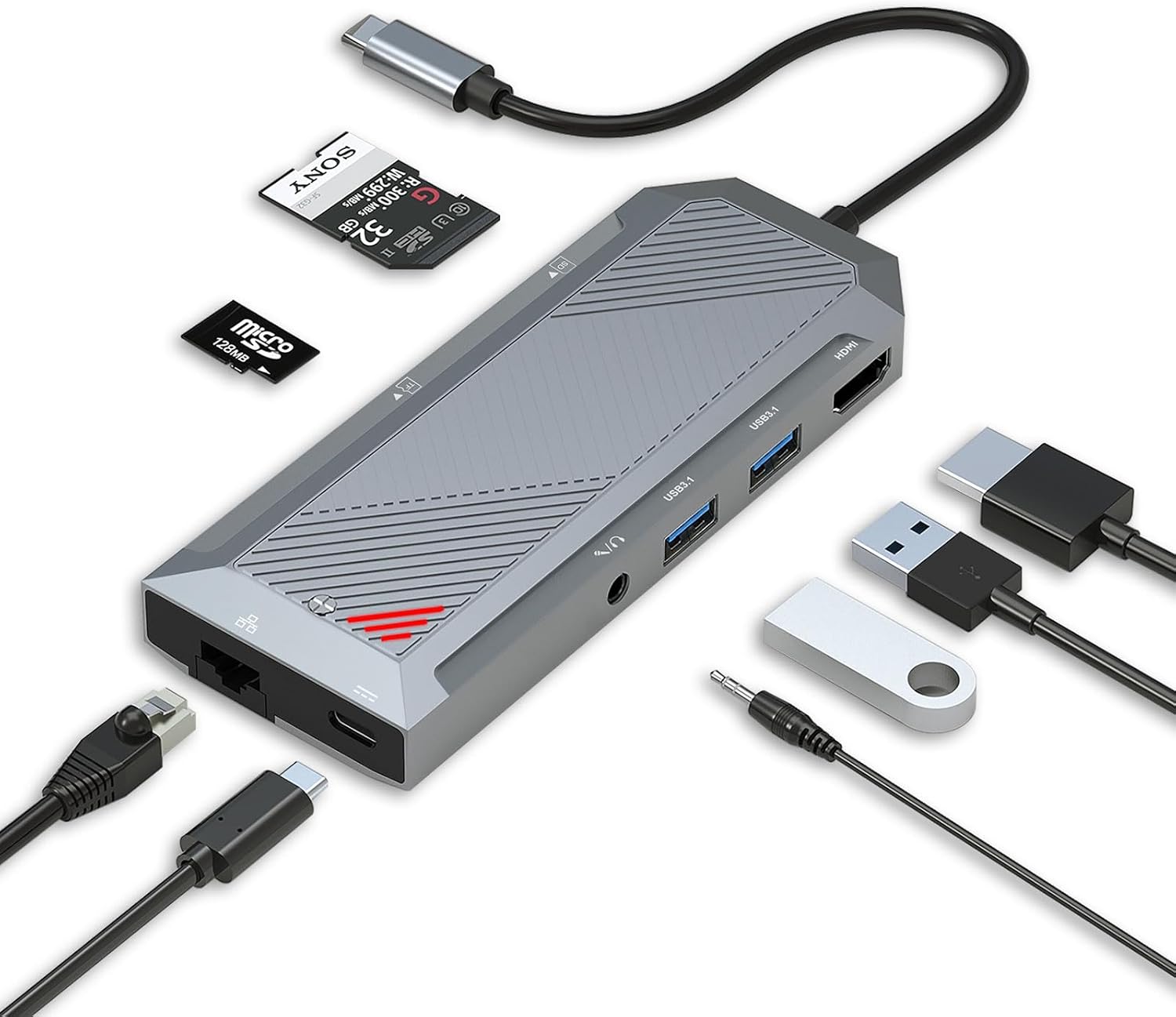 9-in-1-USB-C-Hub mit SSD-Gehäuse für M.2 NVMe 4K 60 Hz HDMI-Splitter