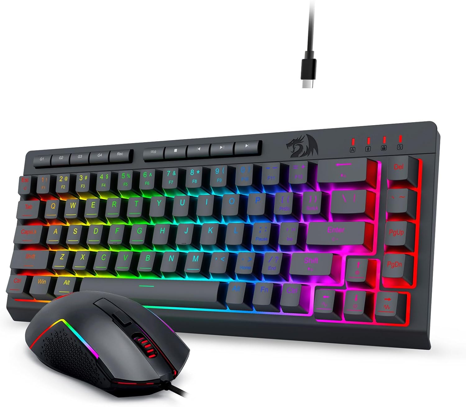 Schwarze S157-Kombination aus kabelgebundener Gaming-Tastatur und -Maus mit RGB-Hintergrundbeleuchtung