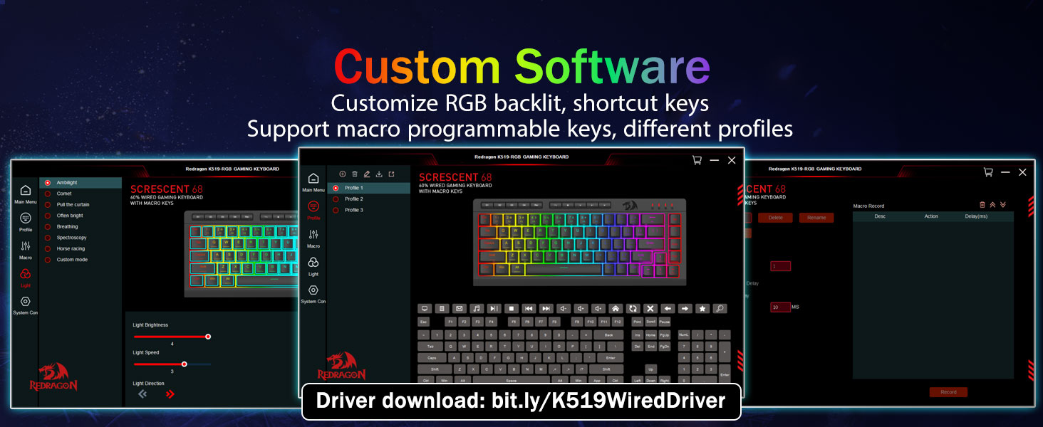 Black K519 Wired Gaming RGB Backlit Keyboard
