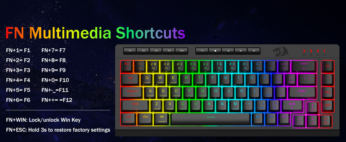 Black K519 Wired Gaming RGB Backlit Keyboard