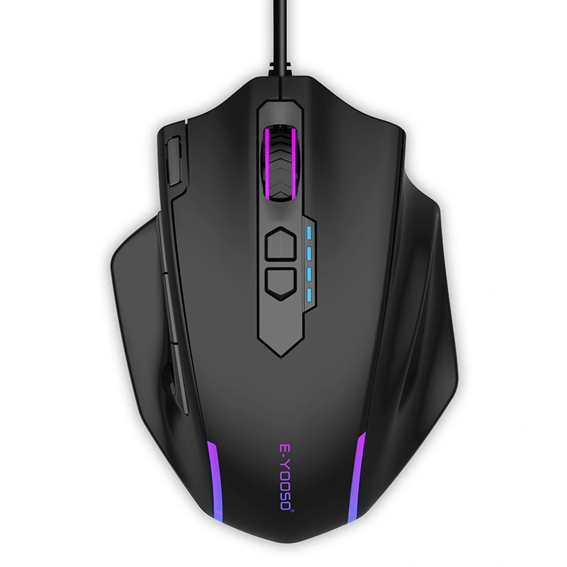 Große kabelgebundene Gaming-Maus mit 5 Stufen und 12400 DPI