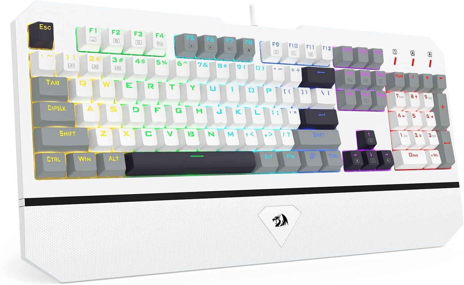 Weiße mechanische Gaming-Tastatur K558 mit Kabel und 104 Tasten