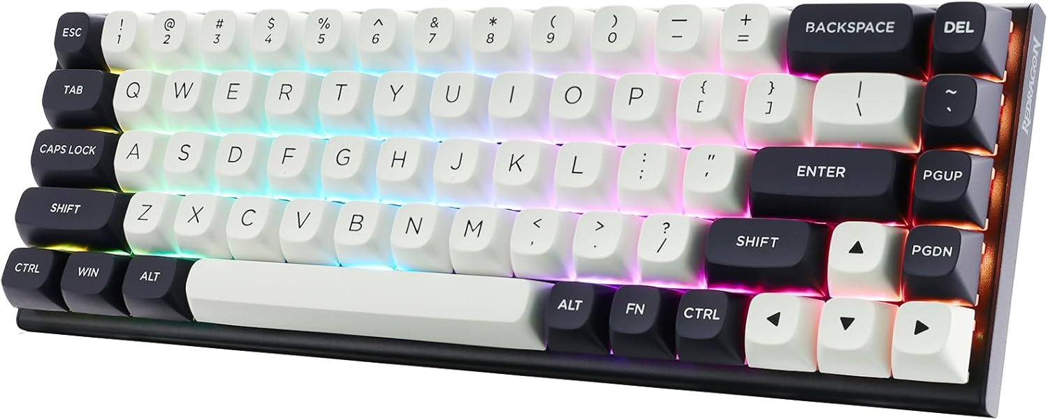 Weiß/Blau-Schwarz K701 Rapid Trigger 60 % kabelgebundene mechanische Gaming-Tastatur mit Magnetschalter