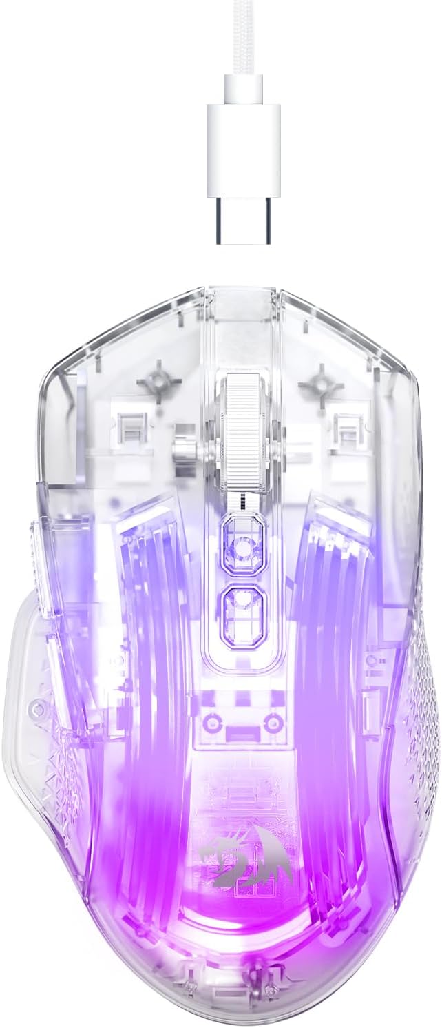 Weiße M695CT kabelgebundene Gaming-Maus mit 24.000 DPI und 8 RGB-LED-Hintergrundbeleuchtung