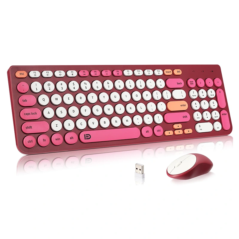 Kabellose Tastatur- und Mauskombination mit runden Tastenkappen, 2,4 GHz